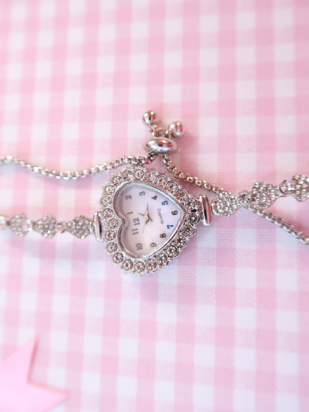 Silver Heart Crystal Bracelet Watch - Women's Jewelry - Picture 4 of 5